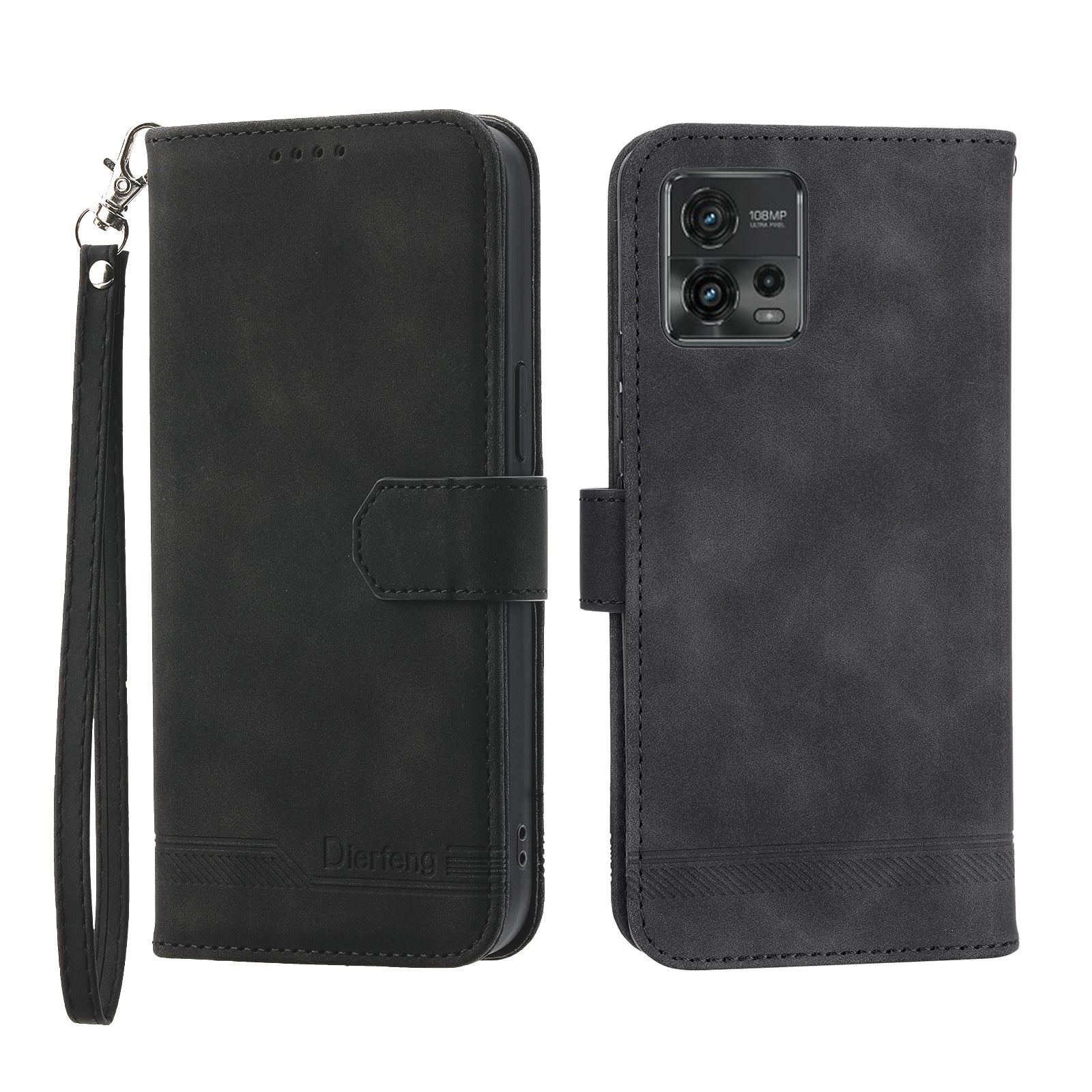 DIERFENG DF-03 Wallet Stand Phone Case for Motorola Moto G72 4G PU Leather Lines Imprinted Shockproof Cover DIERFENG DF-03 Wallet Stand Phone Case for Motorola Moto G72 4G PU Leather Lines Imprinted Shockproof Cover